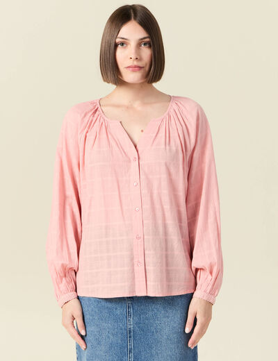Blouse manches longues rose femme