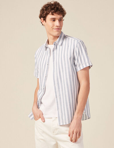 Chemise manches courtes bleu gris homme