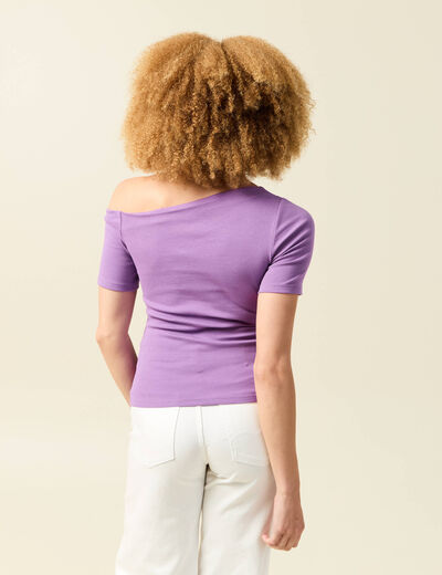T-shirt asymétrique manches courtes violet femme
