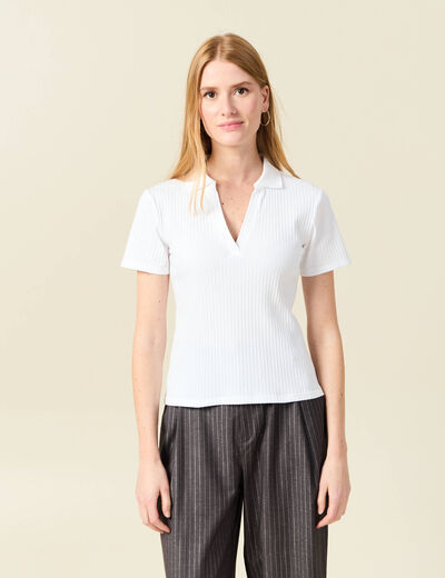 Polo manches courtes blanc femme