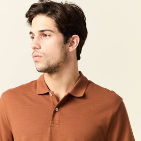 Polo éco-responsable marron cognac homme