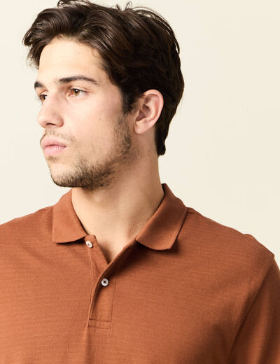 Polo éco-responsable marron cognac homme