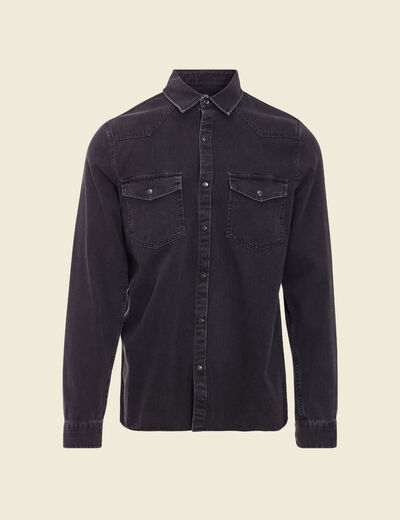Chemise manches longues jean denim noir homme