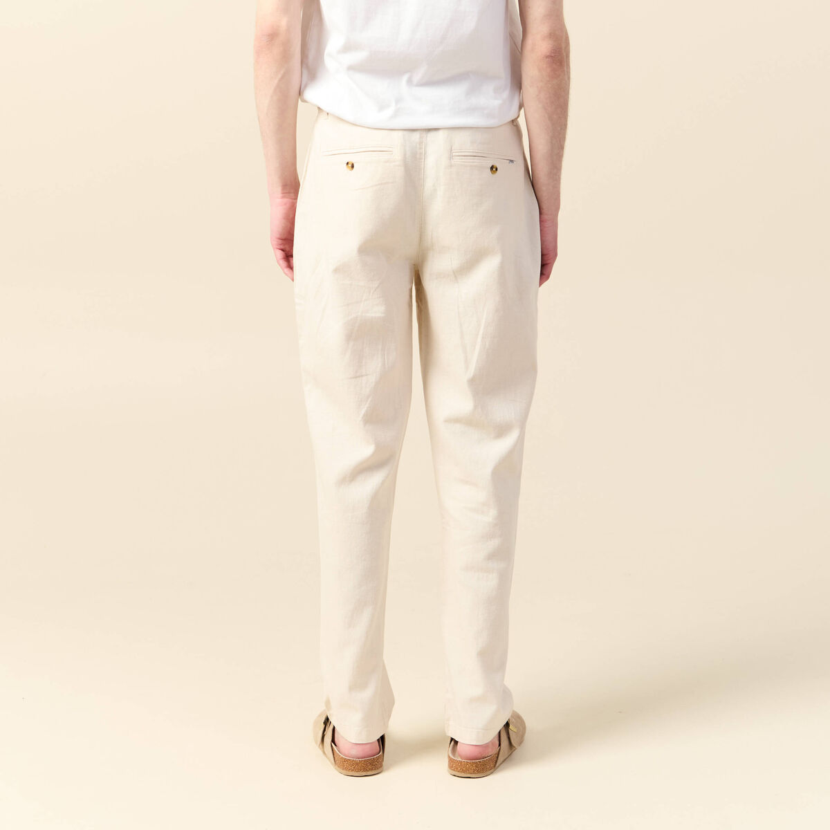 Pantalon chino droit beige homme