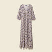 Robe col V manches longues bleu femme
