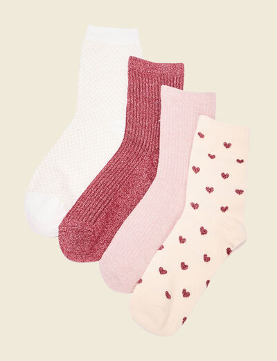 Lot 4 paires chaussettes vieux rose femme