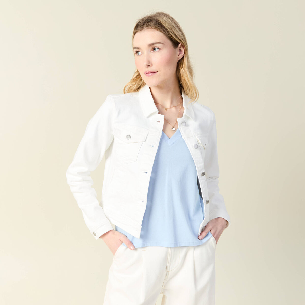 Blouson en jean denim blanc femme