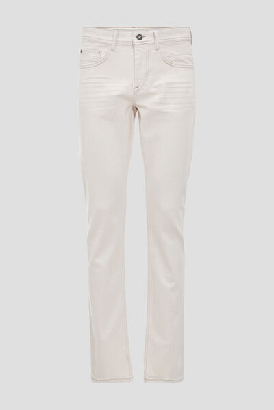 Jeans straight 5 poches ecru homme