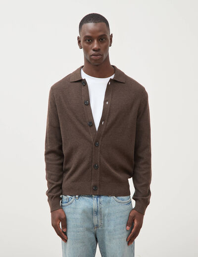 Cardigan manches longues marron homme
