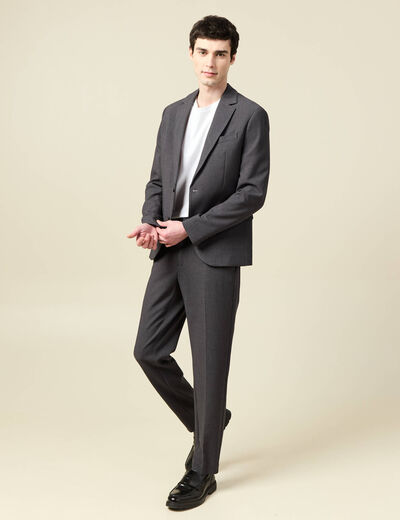 Blazer manches longues col tailleur gris fonc&eacute; homme