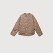 Veste oversize manches longues doubl&eacute;e taupe femme