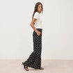 Pantalon large taille haute noir femme