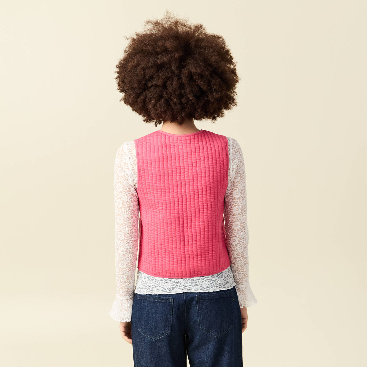 Gilet r&eacute;versible droit sans manches multicolore femme