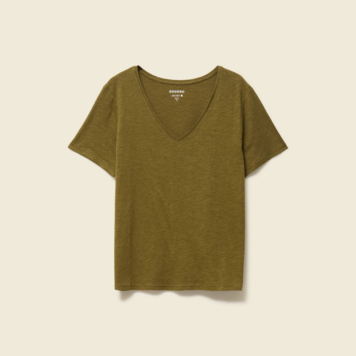 T-shirt manches courtes vert olive femme