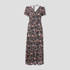 Robe longue droite a col en V noir femme