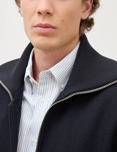 Blouson col camionneur manches longues bleu marine homme