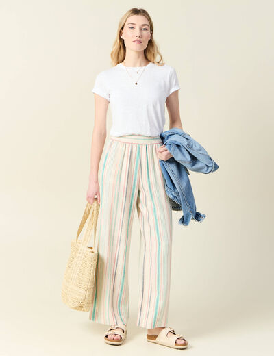 Pantalon large fluide blanc femme