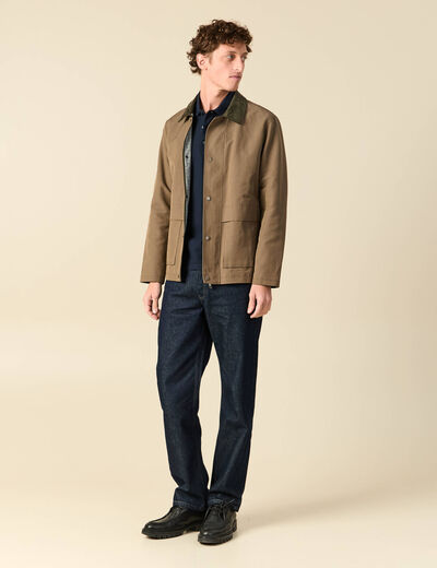Polo manches longues en coton bleu marine homme