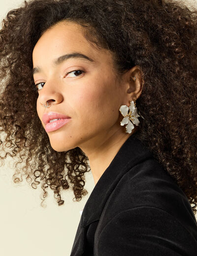 Boucles d'oreilles forme fleur ivoire femme