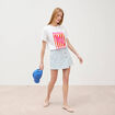 Jupe-short taille haute en jeans denim bleach femme