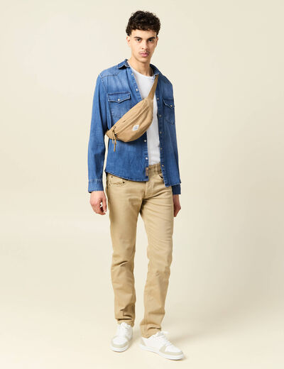 Jeans straight longueur 34 denim beige homme