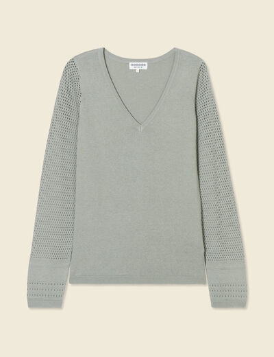 Pull à manches longues vert kaki femme