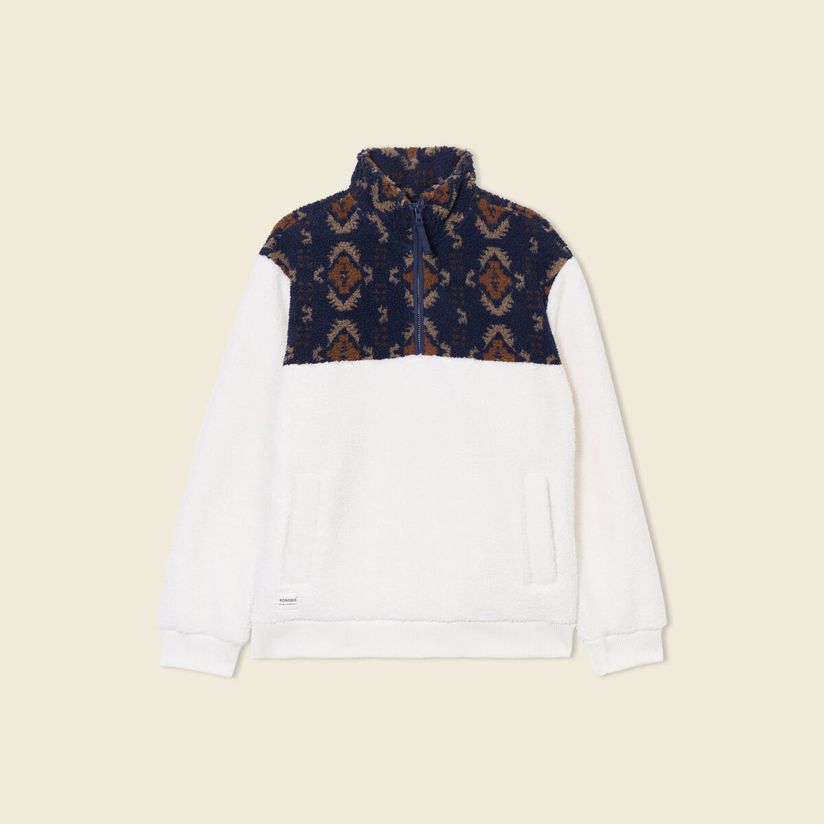 Sweat col camionneur ecru homme