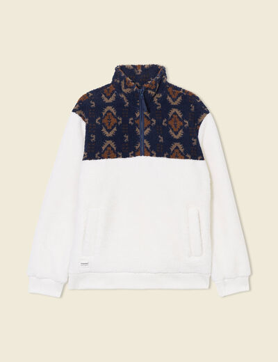 Sweat col camionneur ecru homme