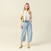 Jeans slouchy brodé 7/8ème denim bleach femme