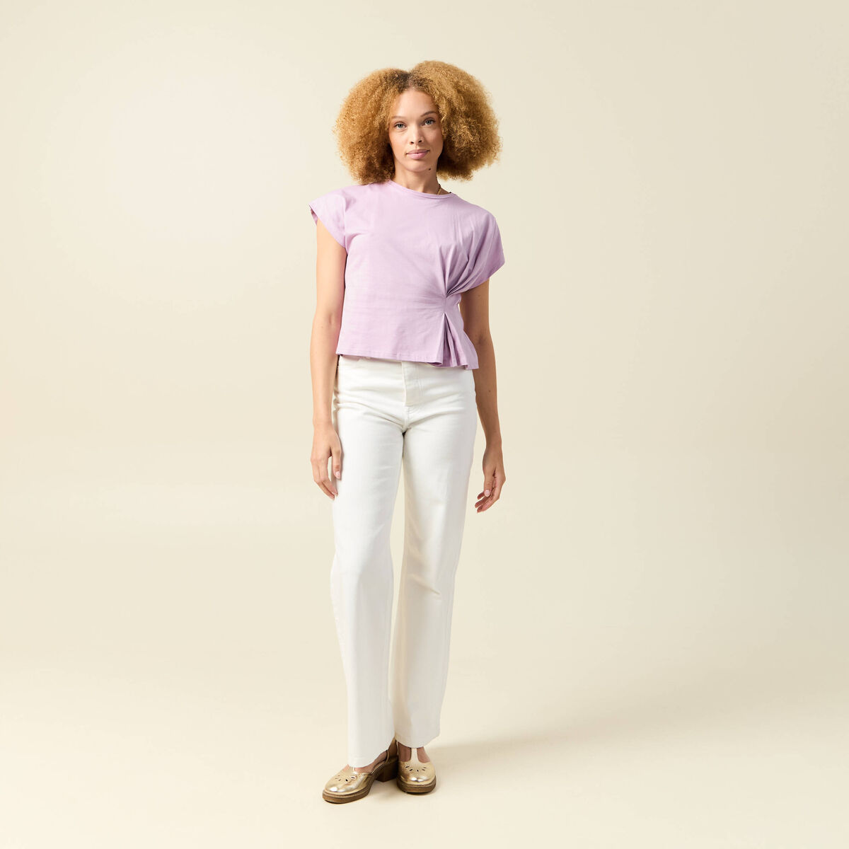 T-shirt manches courtes mauve femme