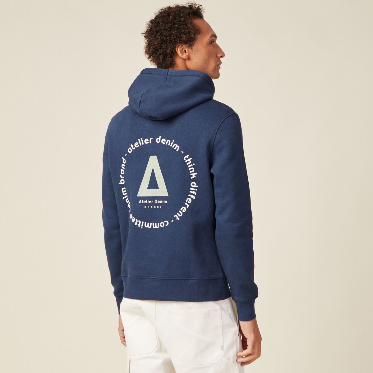 Sweat à capuche bleu marine homme