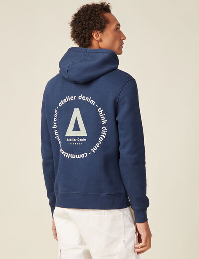 Sweat à capuche bleu marine homme