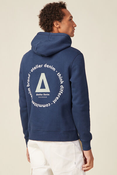 Sweat à capuche bleu marine homme