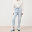 Jeans mom 7/8&egrave;me denim snow bleu femme