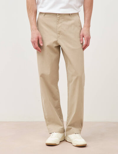 Pantalon coupe large beige homme