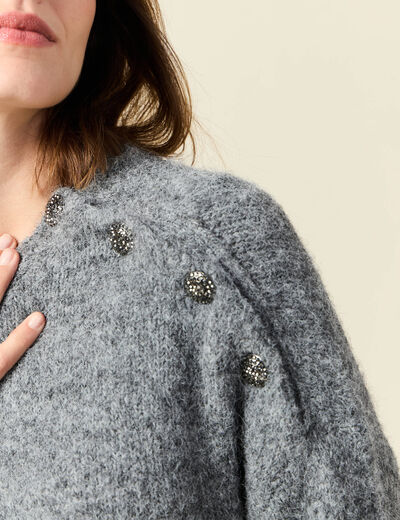 Robe pull droite avec boutons gris clair femme