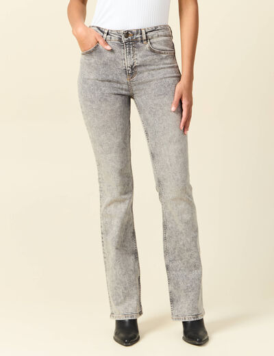 Jeans bootcut denim gris clair femme