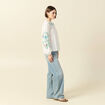 Chemise bord&eacute;e en coton manches longues ecru femme