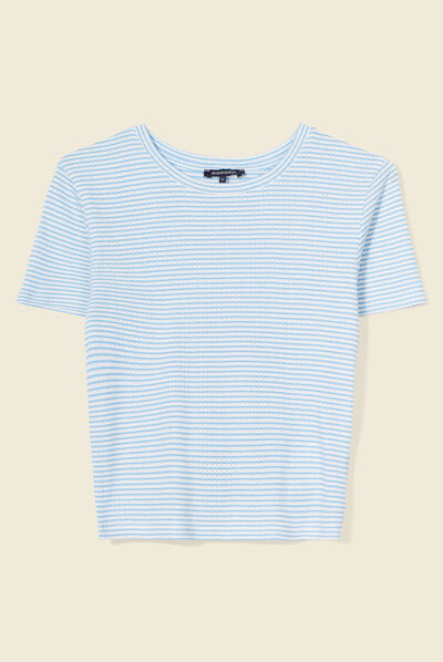 T-shirt manches courtes bleu clair femme