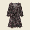 Robe évasée fluide manches 3/4 noir femme