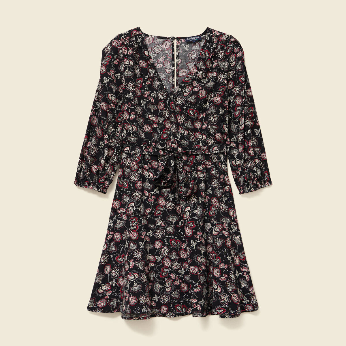 Robe évasée fluide manches 3/4 noir femme