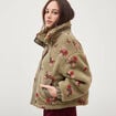 Blouson oversize sherpa col montant vert femme