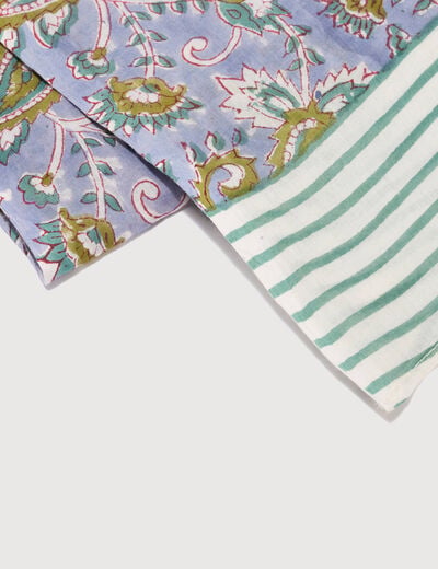 Foulard en coton bleu ciel femme