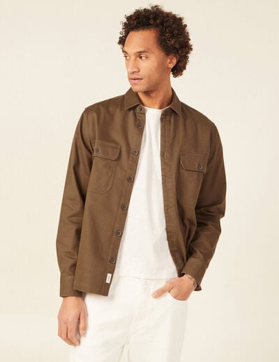 Surchemise manches longues taupe homme