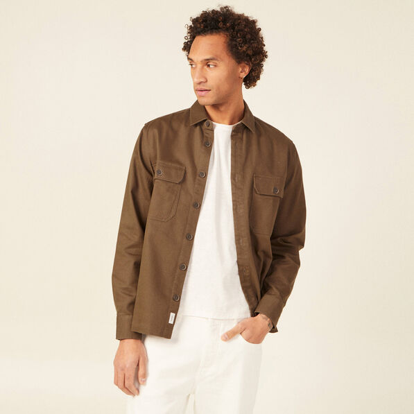 Surchemise manches longues taupe homme