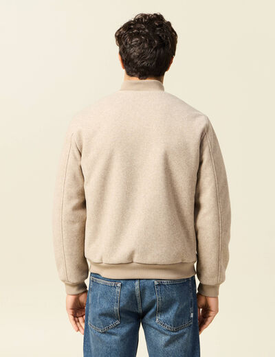 Blouson doubl&eacute; manches longues beige homme