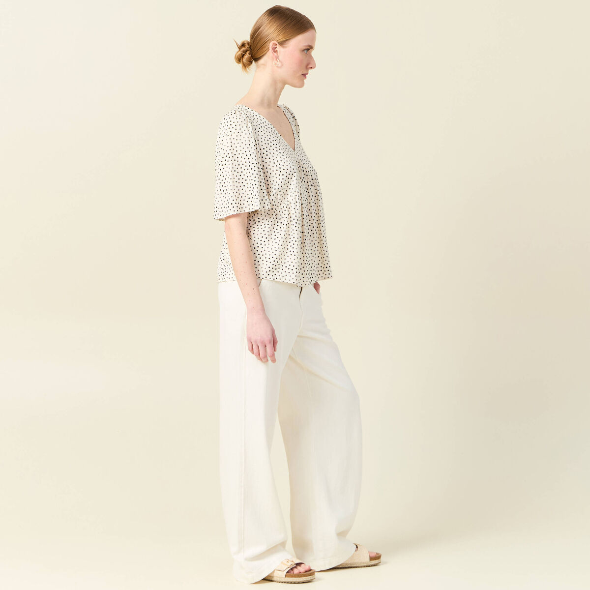 Blouse manches courtes blanc femme