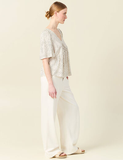 Blouse manches courtes blanc femme