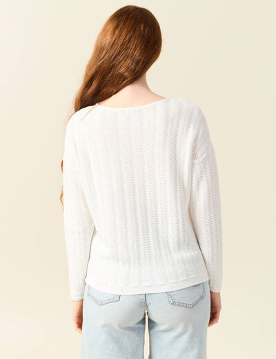 Pull manches longues ecru femme