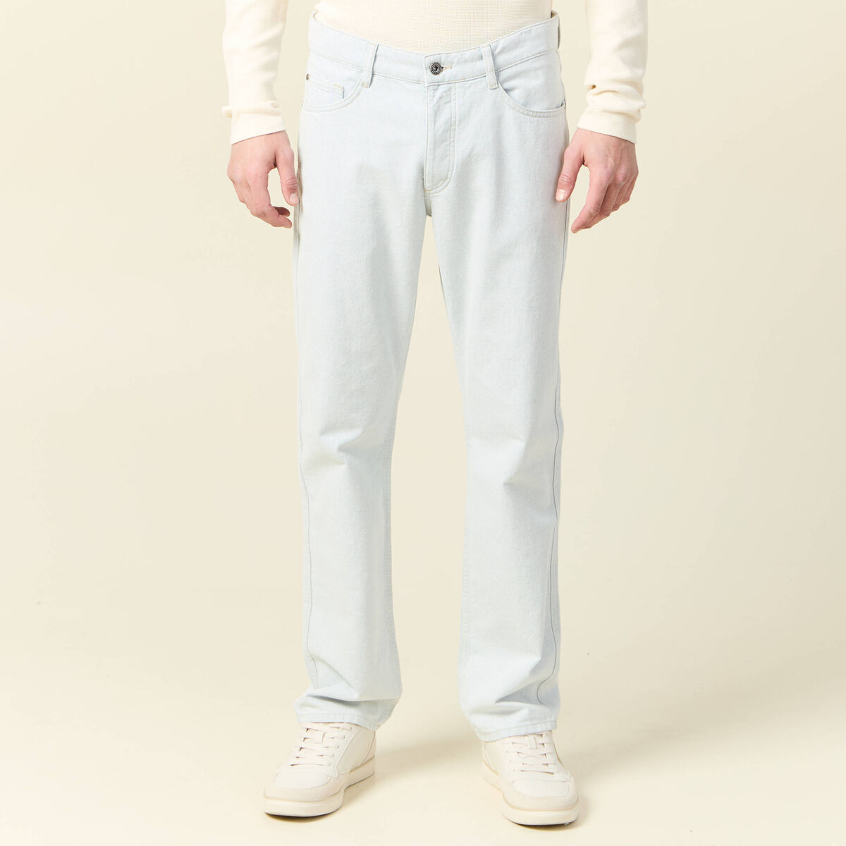 Jeans regular 5 poches denim snow bleach homme